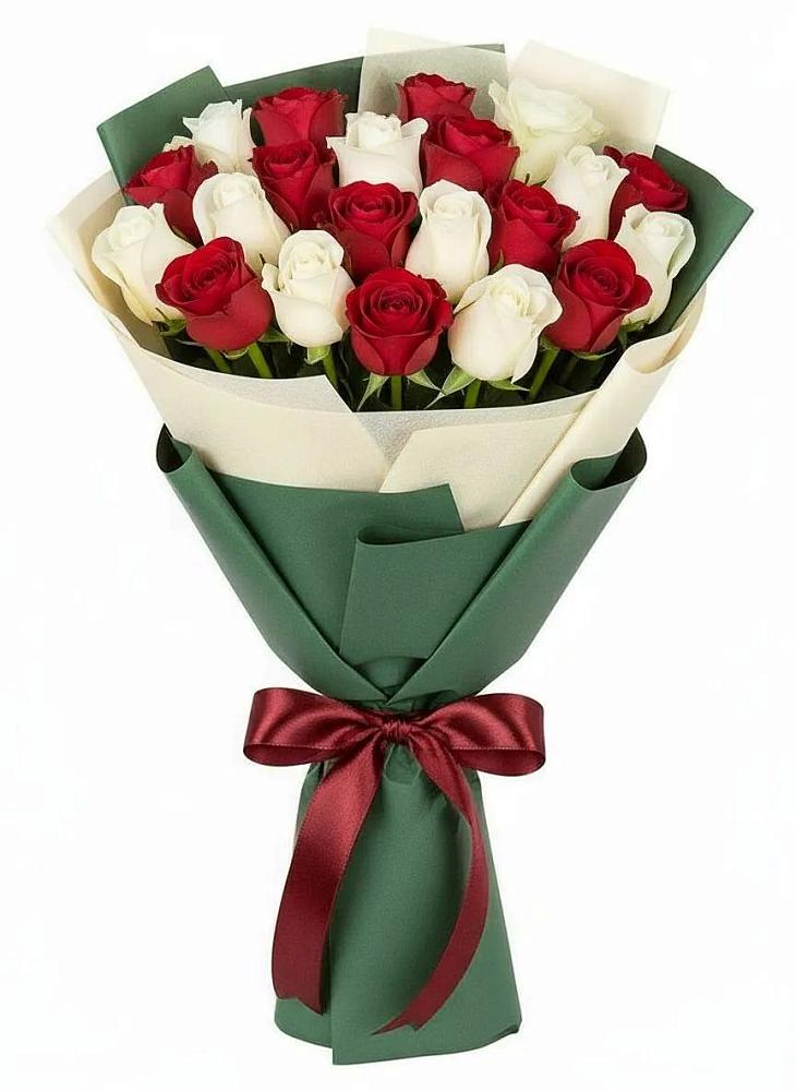 Букет Микс из красных и белых роз в Дедовичи