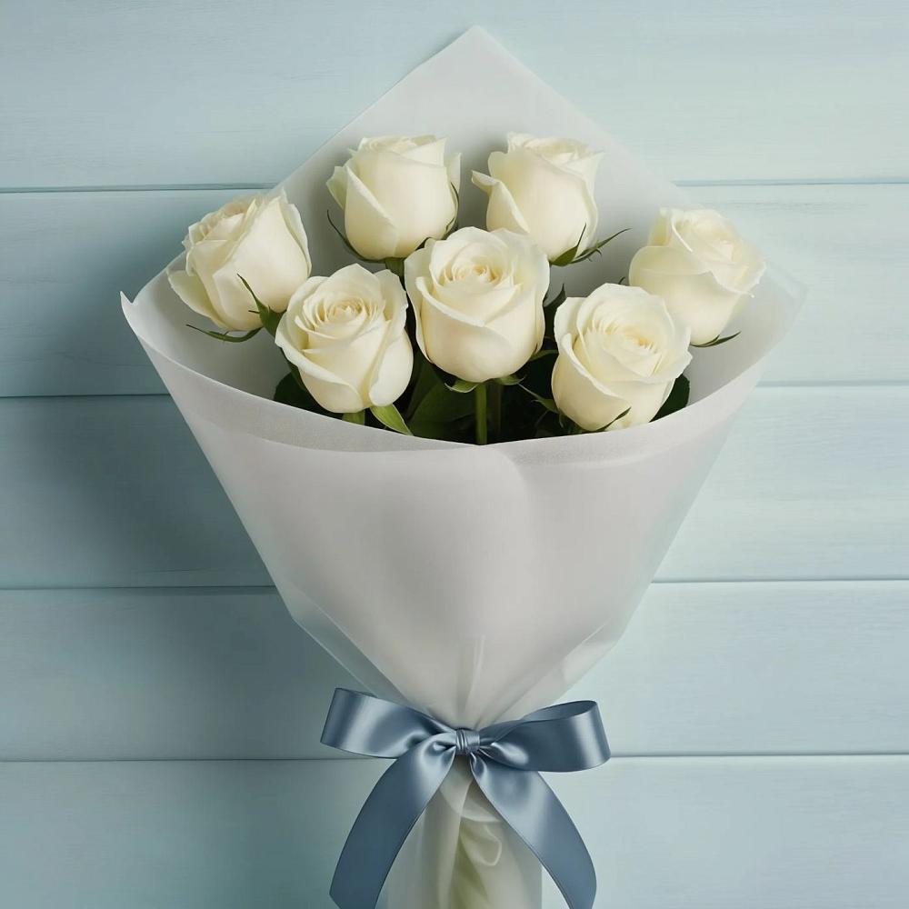 Букет 7 Белых роз Эдлесс Лав в Дедовичи